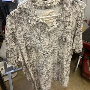 White and Black Graphic Polo Shirt